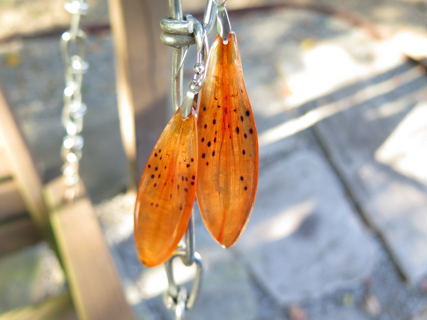 Botanical Resin Earrings Tiger Lily petals
