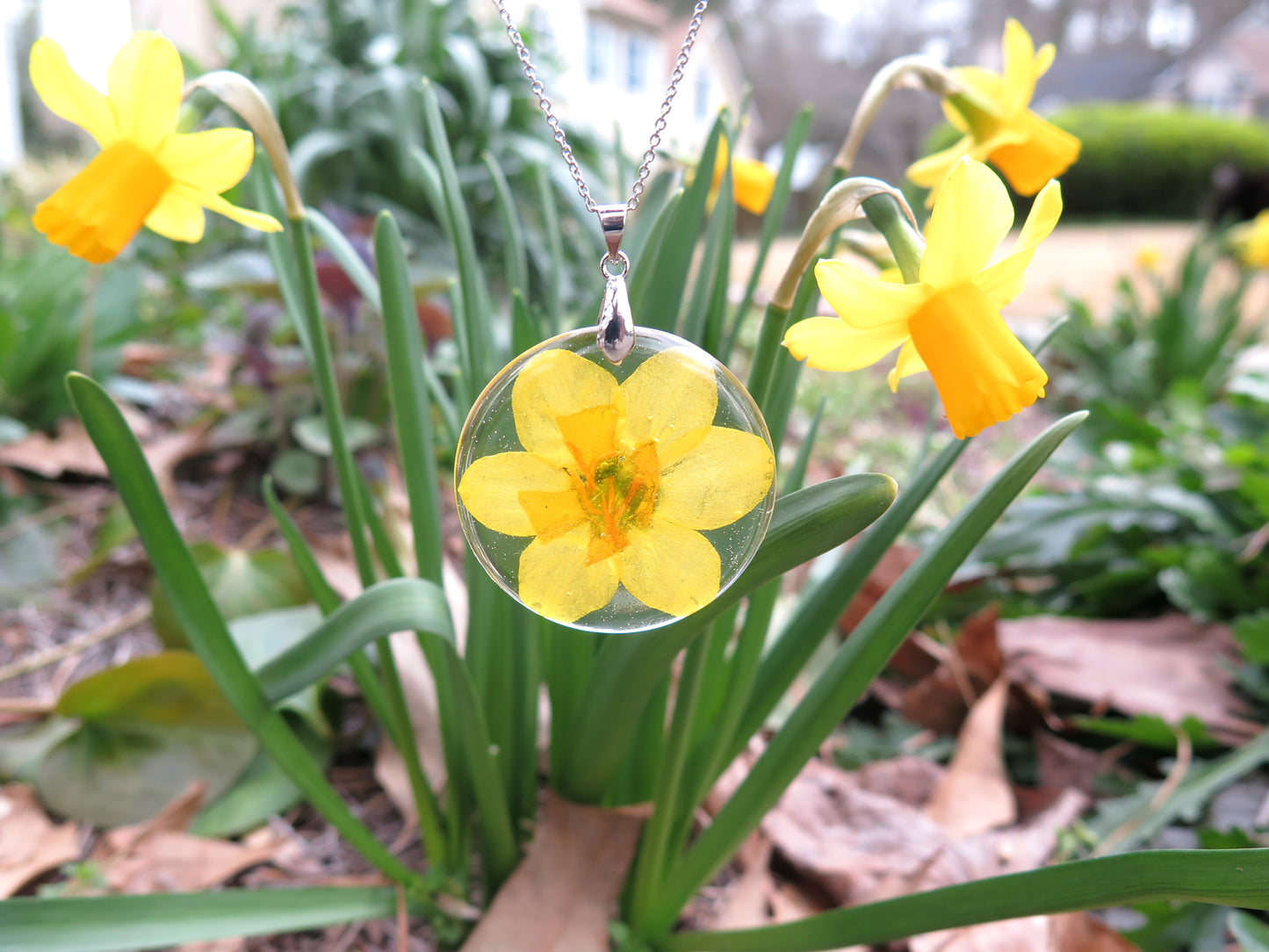 Daffodil flower Neckllace, Birth month flower March
