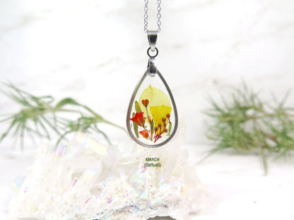 Birth month flower necklace - Birthday gift - Personalized jewelry
