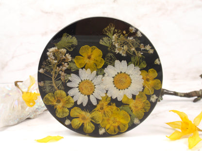 Decorative tile Rresin coaster with real flowers