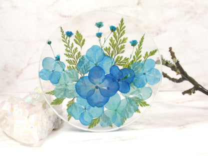 Rresin coaster with real flowers drinkware housewarming gift