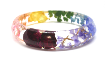 Rainbow real flower bracelet