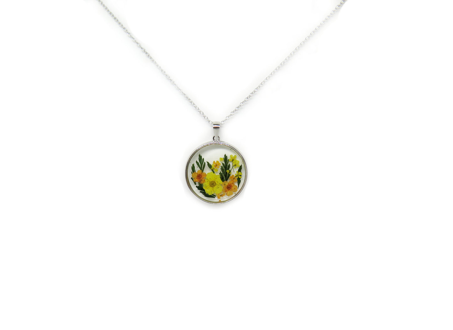 Yellow and orange flowers necklace Handmade jewelry