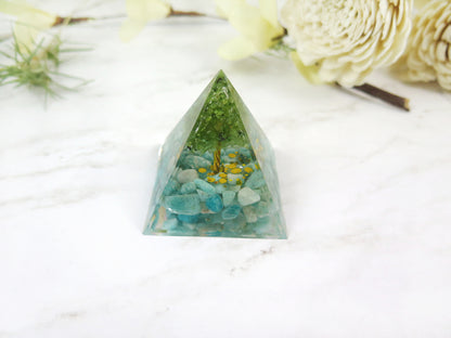 Peridot Tree of Life Pyramid, Postive Energy Chakra Reiki Meditaiton Crystal Orgone