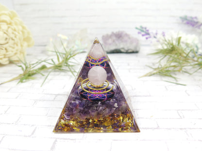 Crystal Resin Pyramid - Positive Energy Generator - Amethyst