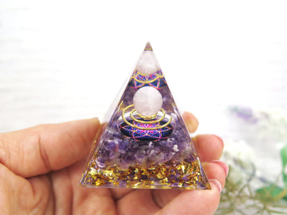 Crystal Resin Pyramid - Positive Energy Generator - Amethyst