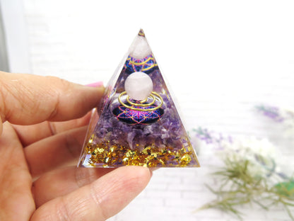 Crystal Resin Pyramid - Positive Energy Generator - Amethyst