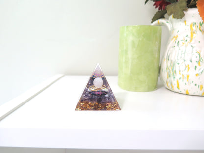 Crystal Resin Pyramid - Positive Energy Generator - Amethyst