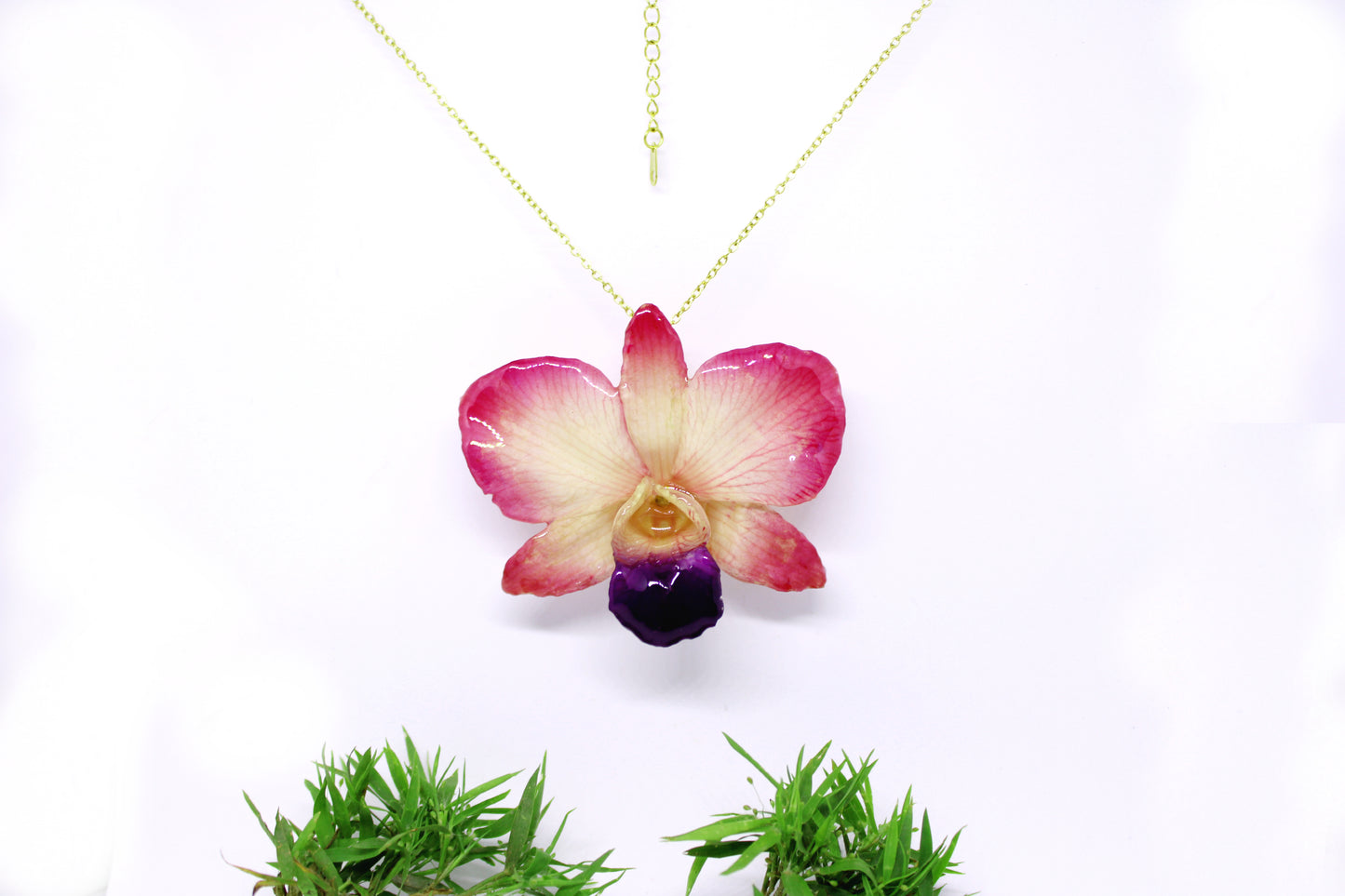 Dendrobium Orchid Botanical Jewelry - Pink Orchid Necklace