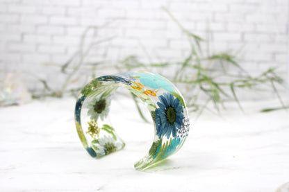 Handmade Flower Cuff Bracelet | Pressed Flower Bangle