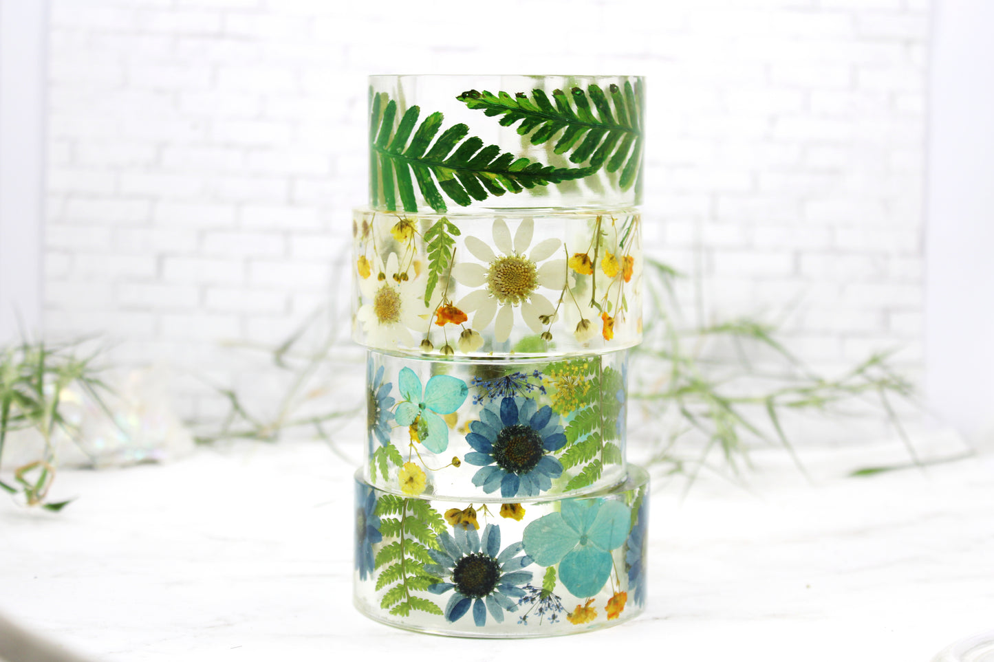 Real Daisy Resin Cuff Bracelet | Pressed Flower Resin Bangle