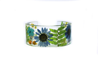 Handmade Flower Cuff Bracelet | Pressed Flower Bangle