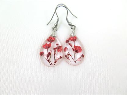Botanical Resin Earrings, Real Flowers jewelry, Pressed Flowers handcrafted earrings