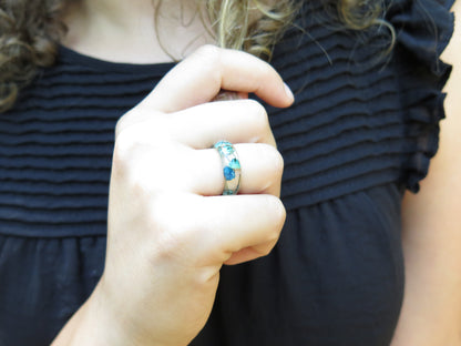 Real flower Resin Ring, Nature band ring, Blue flowers
