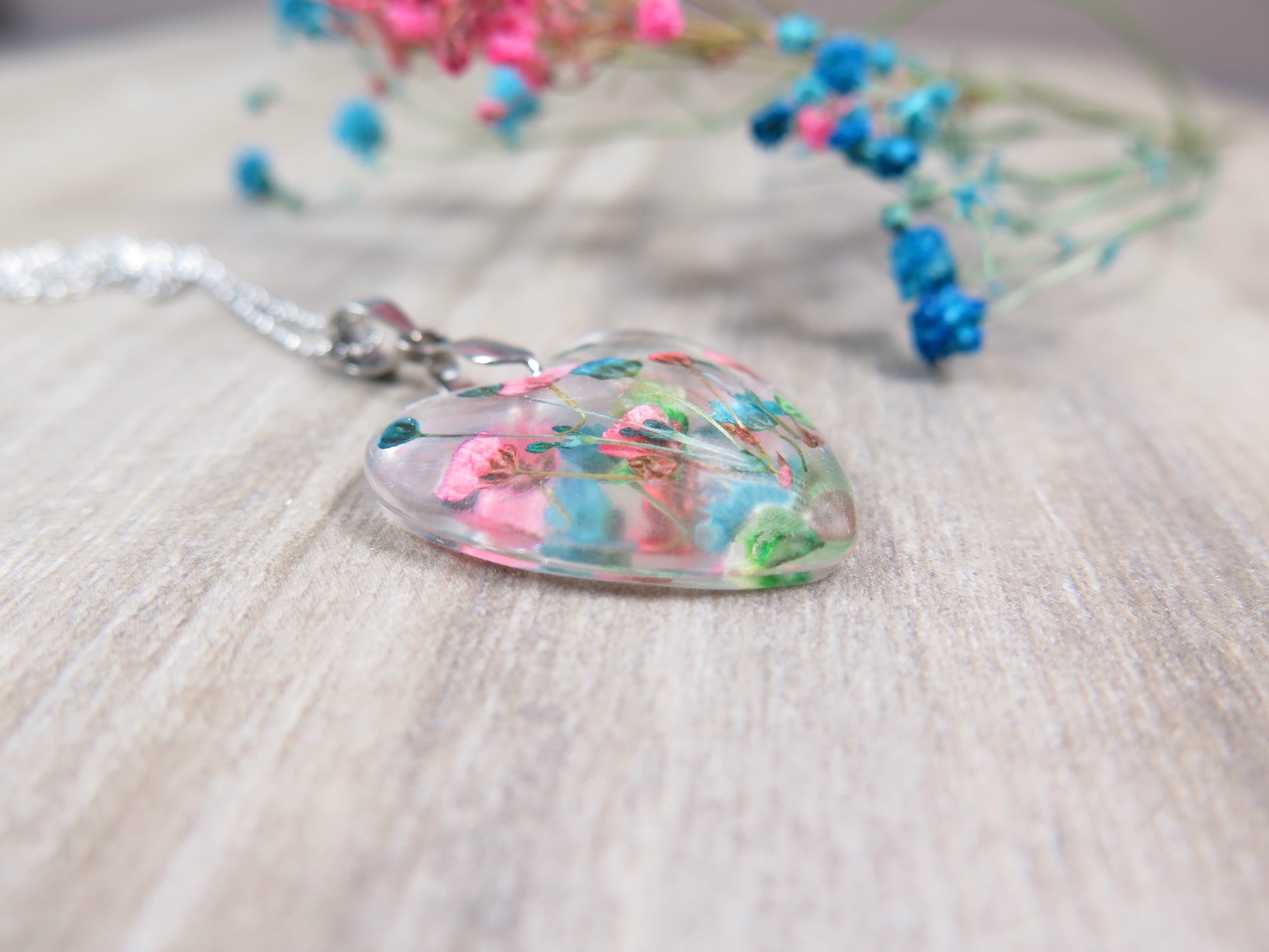 Pink Flower Glass Necklace
