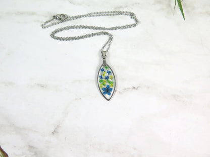 Small leaf shape necklace real flower dainty jewelry