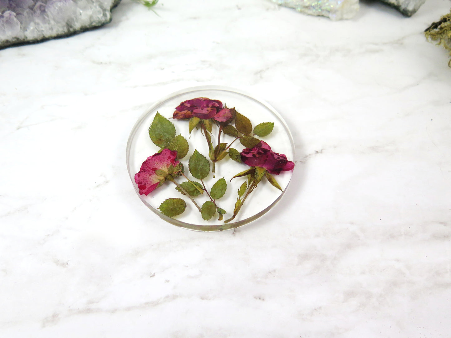 Real Rose flower resin coaster home decor decorative tile