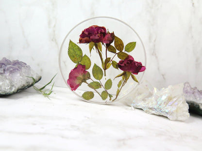Real Rose flower resin coaster home decor decorative tile