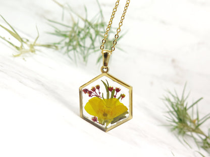 December birth month flower necklace - Birthday gift for December for women, real flower jewelry, Birthday gift for her, nature lover gift