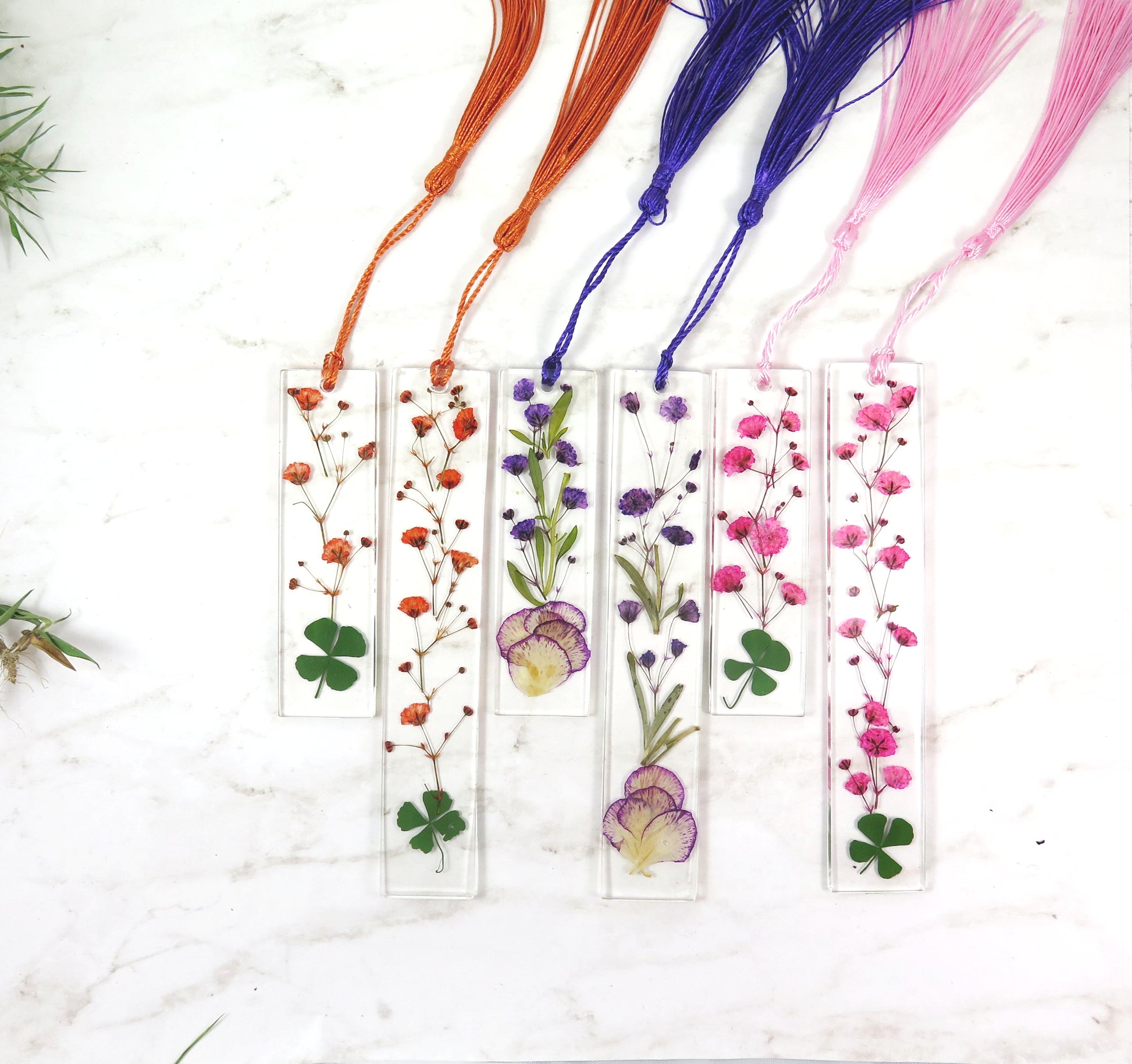 6 Pieces Resin Floral Bookmark Handmade Natural Dried Flower