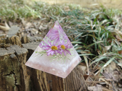 Flower paperweinght desk decor real flower home decor pyramid
