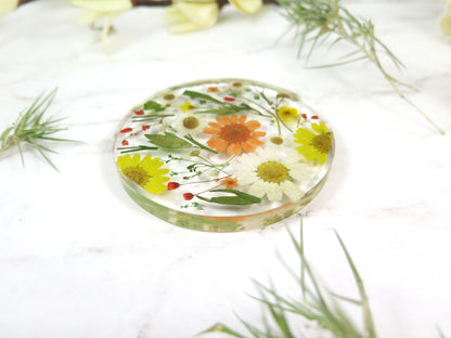 Flower resin coaster - pressed flowers home decor - decorative tile