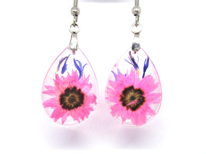 handmade resin earrings with real flowers