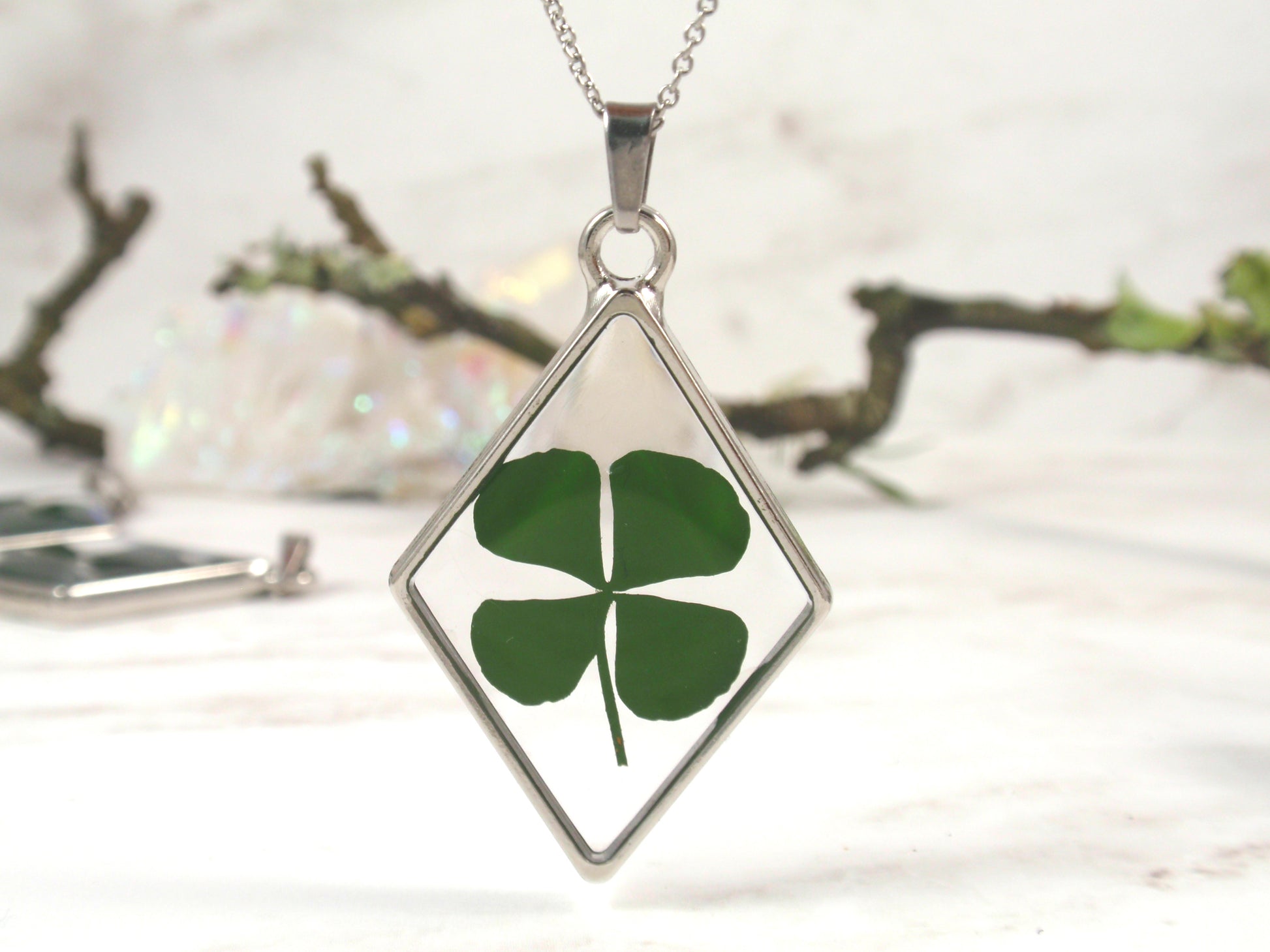 real four leaf clover necklace