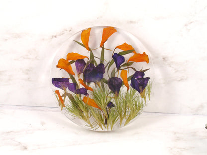 Custom made home decor coaster with your flowers memorial keepsake