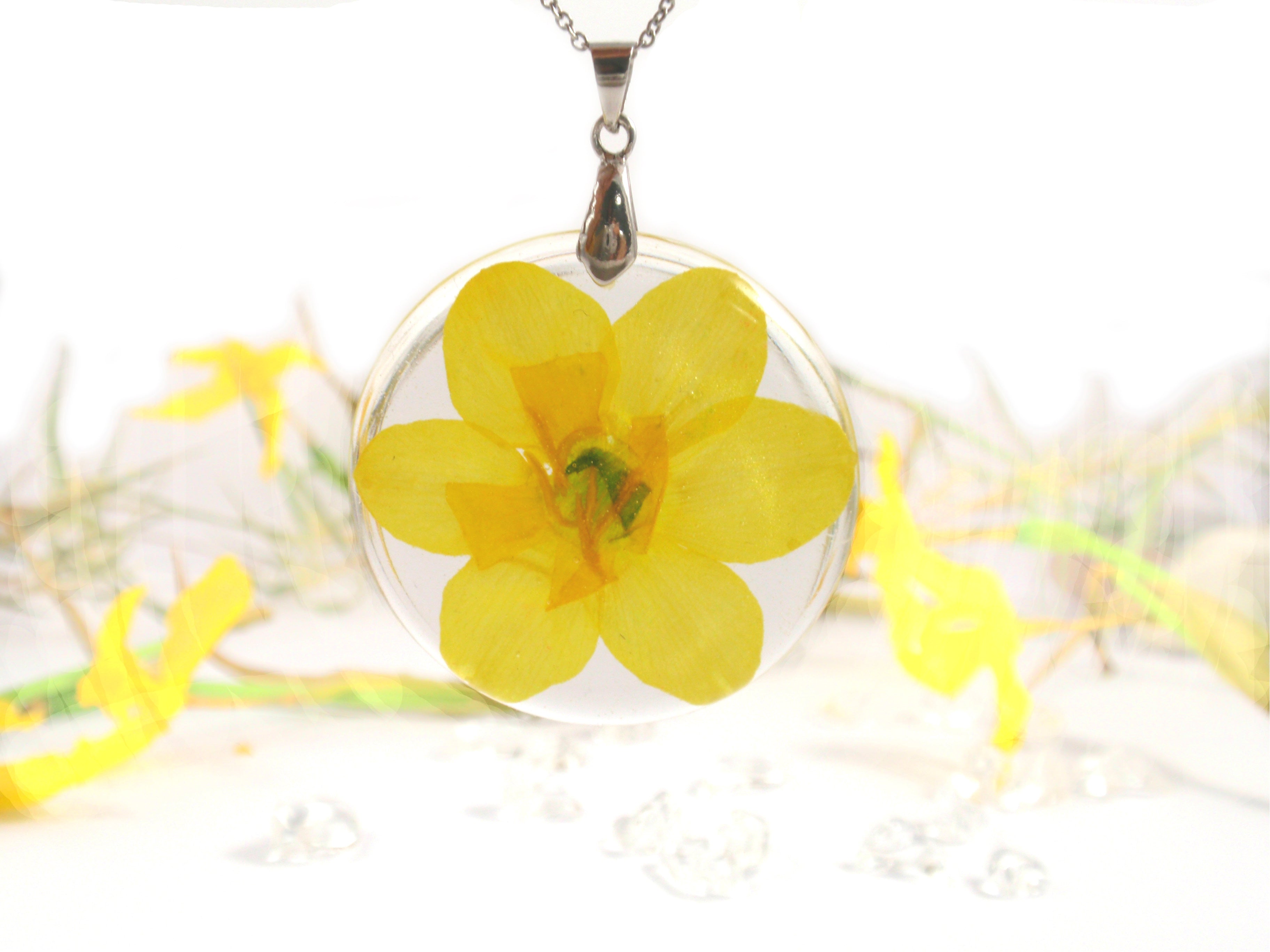 Pressed on sale daffodil necklace