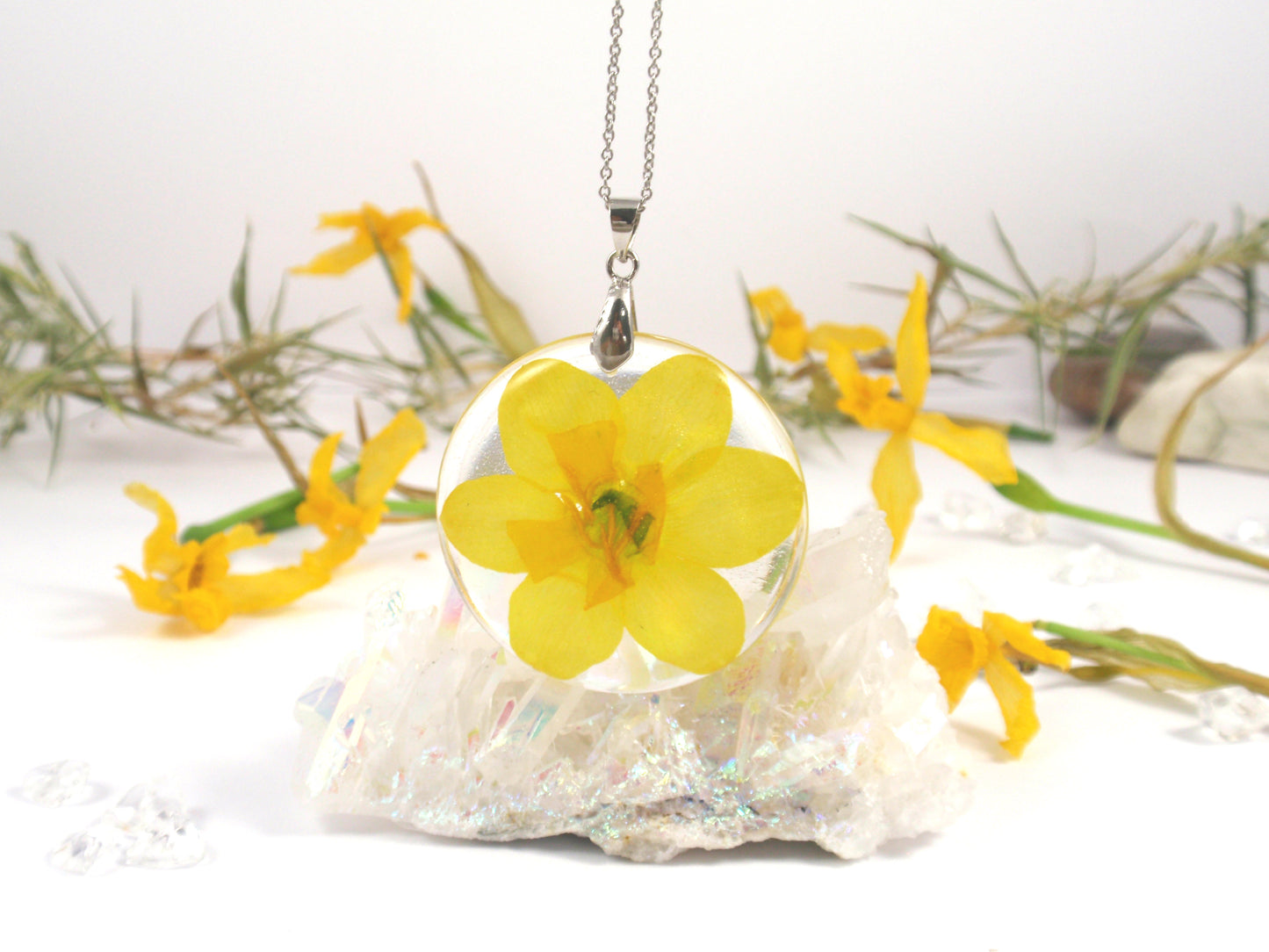 Daffodil flower Neckllace, Birth month flower March