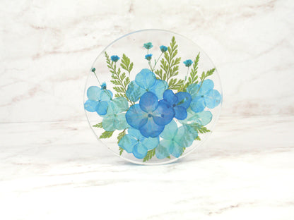 Rresin coaster with real flowers drinkware housewarming gift