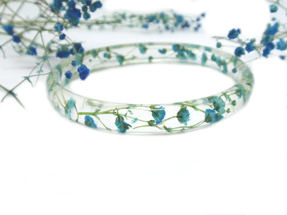  Blue Baby's breath flower eco resin bracelet