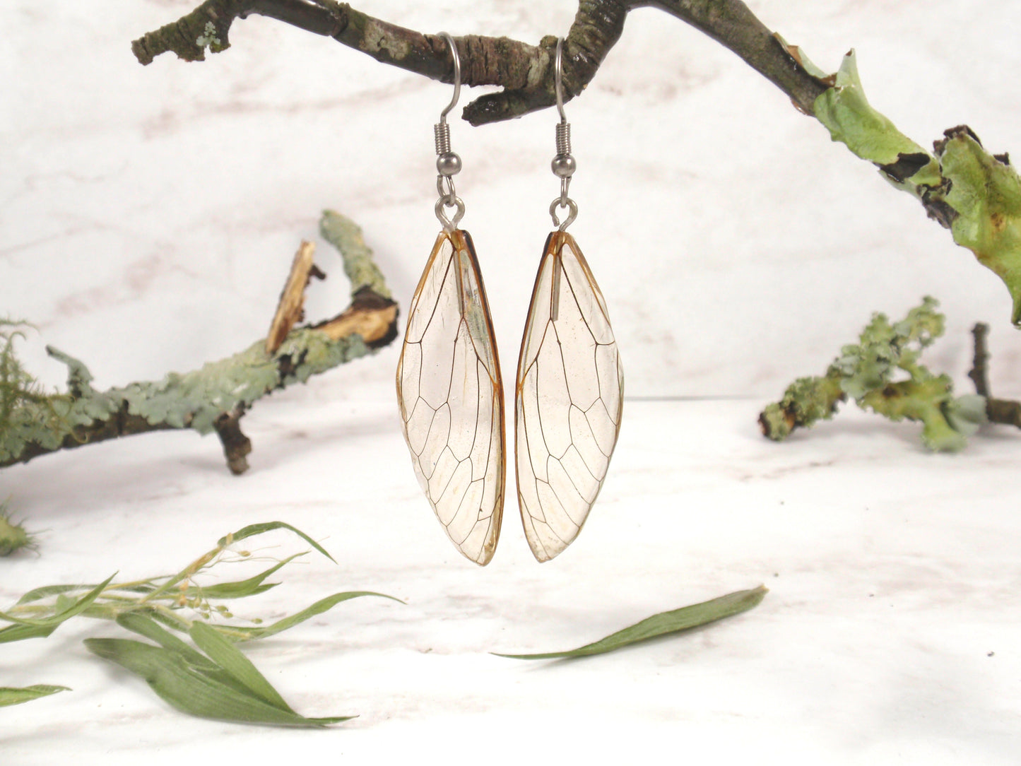 Cicada wings earrings handmade resin earrings