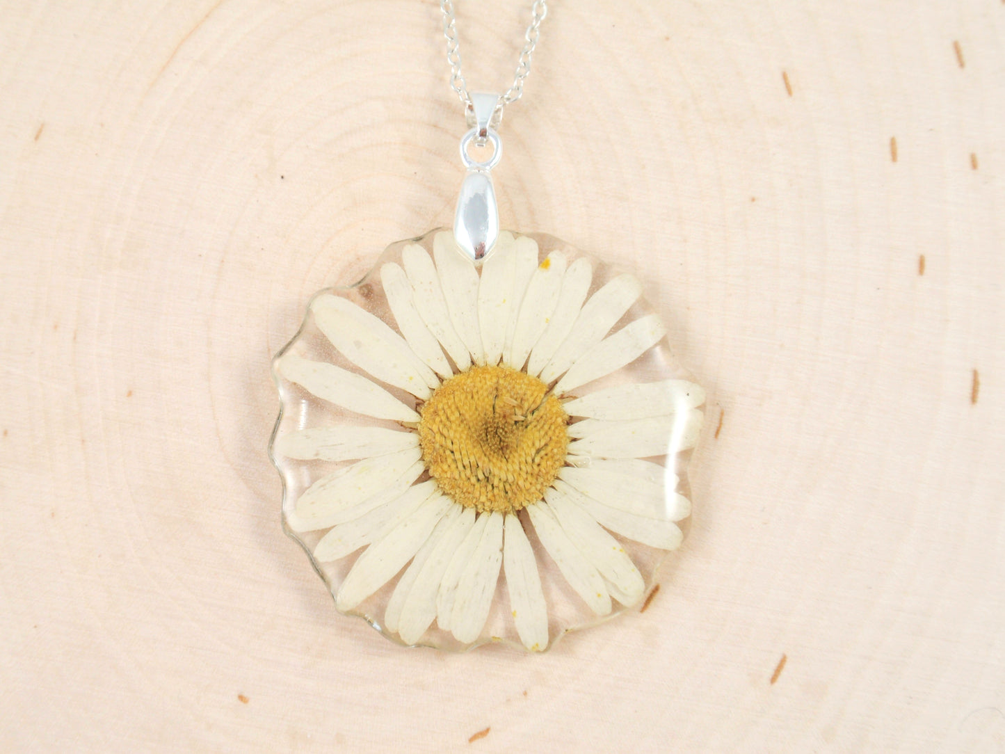 Real Daisy Necklace, Handmade jewelry with flowers