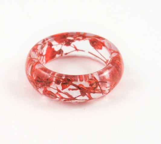 Real Heather Flower Faceted Resin Ring - Purity Ring for Her - Pressed Flower Jewelry
