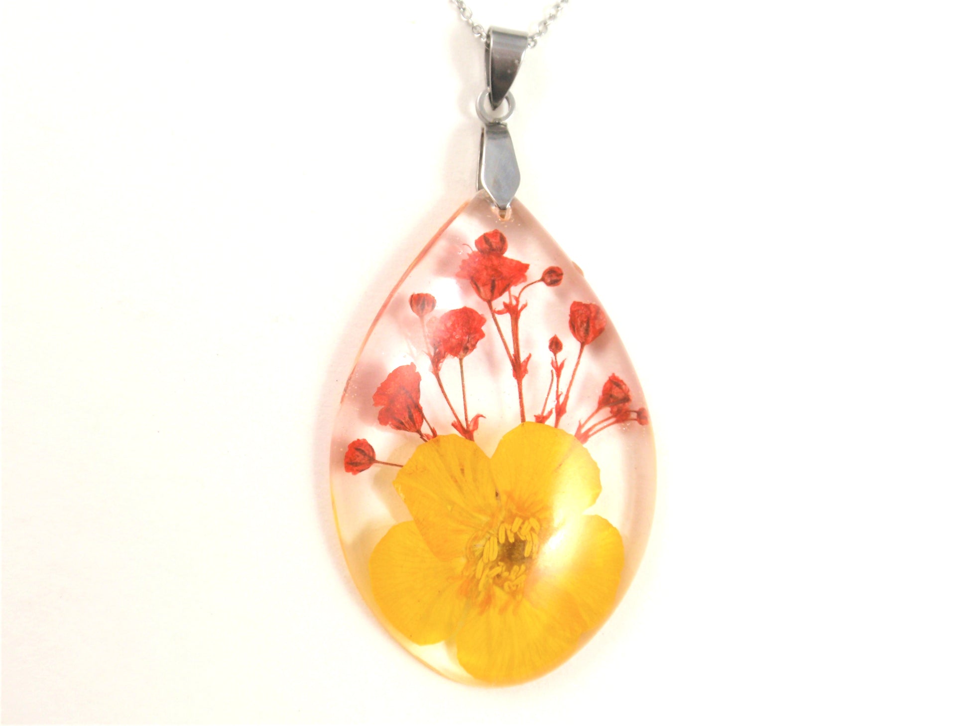 Small Dried Flowers Necklace Handmade Resin Jewelry