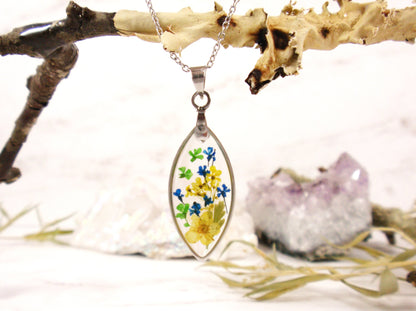 Small leaf shape necklace real flower dainty jewelry