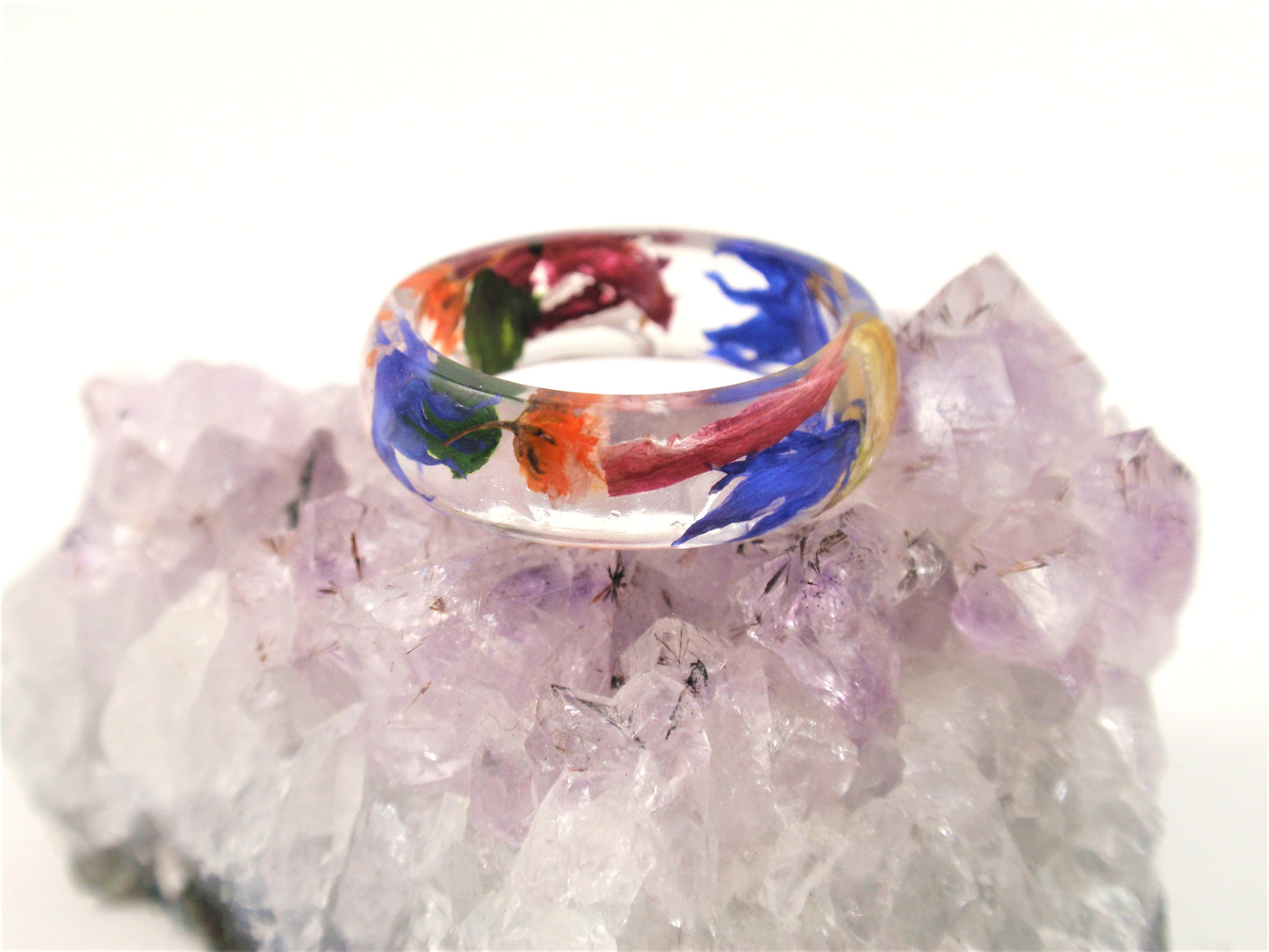 Multicolor Nature ring, Flower round band ring