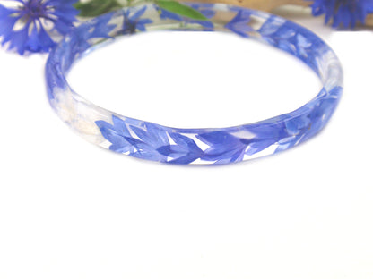 Blue Cornflower Petals, Real Flower Resin Bracelet