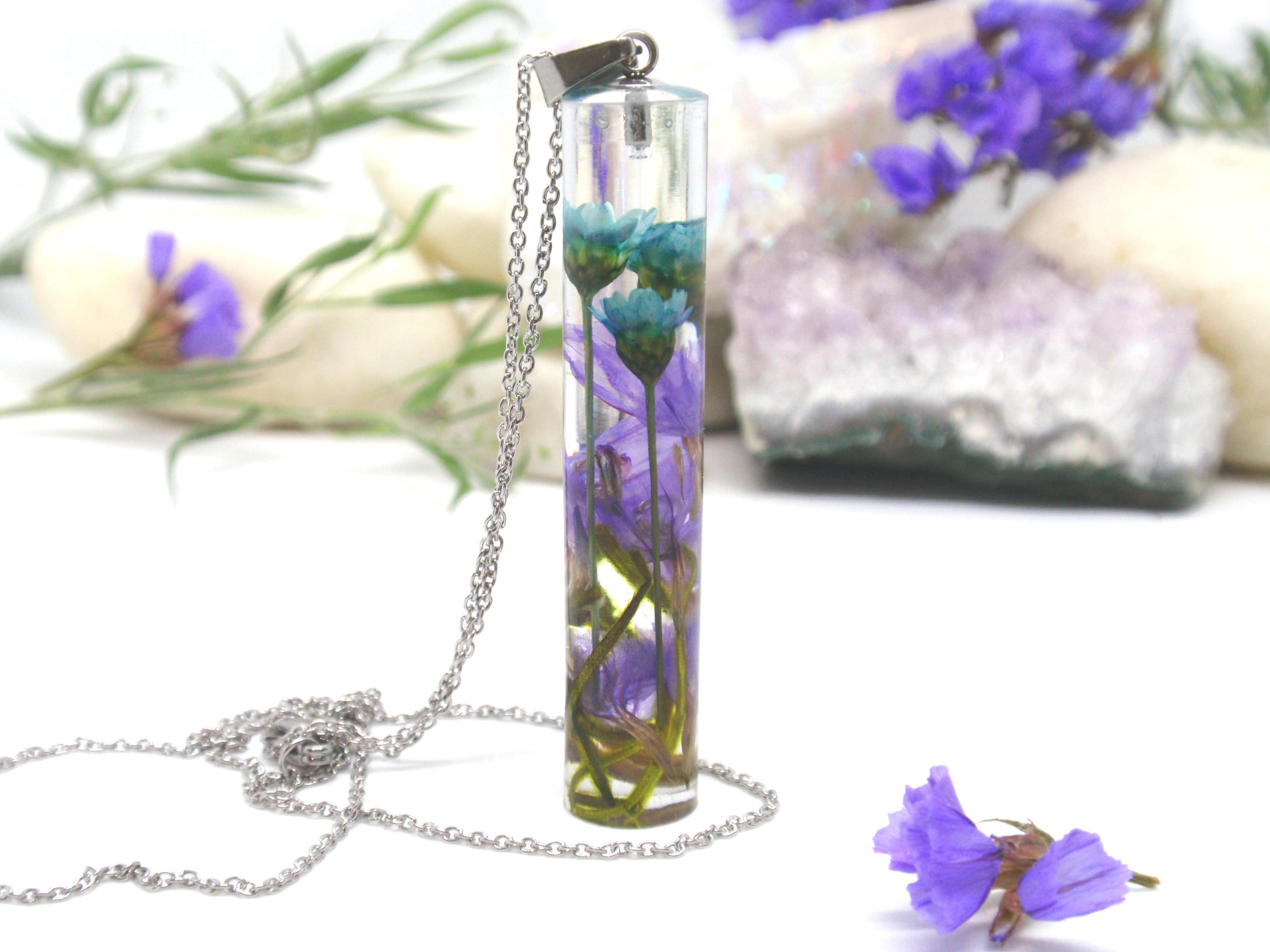 handmade nature jewelry with real flowers