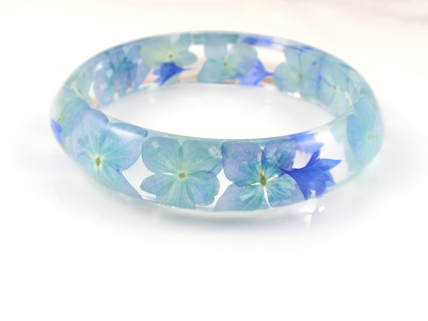 Blue flower Resin Bracelet, Real Flower Resin Bracelet