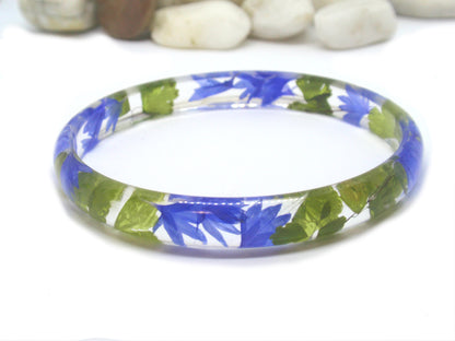 Handmade thin blue cornflower bracelet