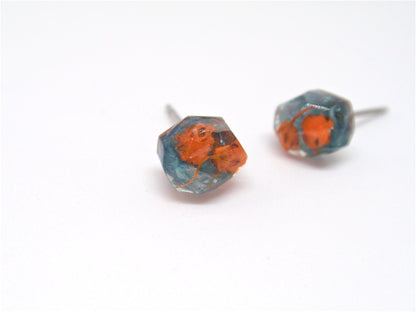 Handmade flower stud earrings, Post resin earring