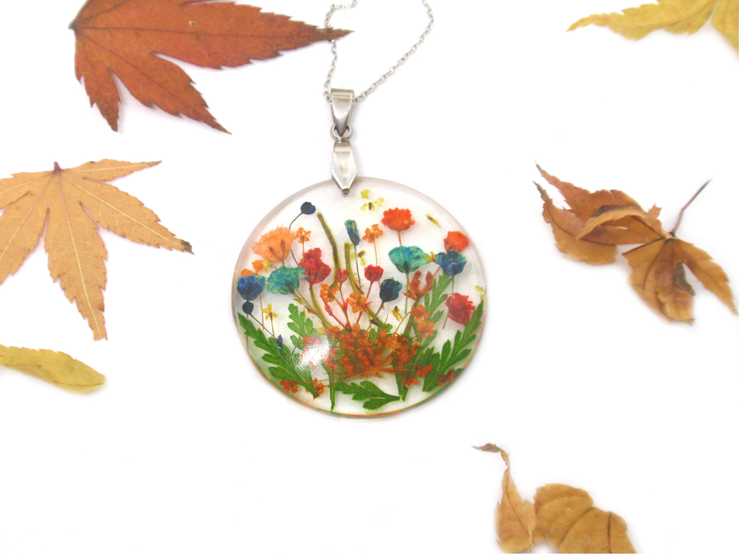 Garden necklace - wildflowers autumn jewelry