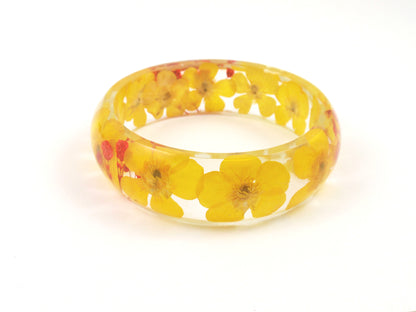Yellow Buttercup bangle Bracelet  smile with flower