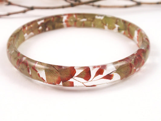 Botanical jewelry, Maidenhair fern bangle bracelet, nature bangle