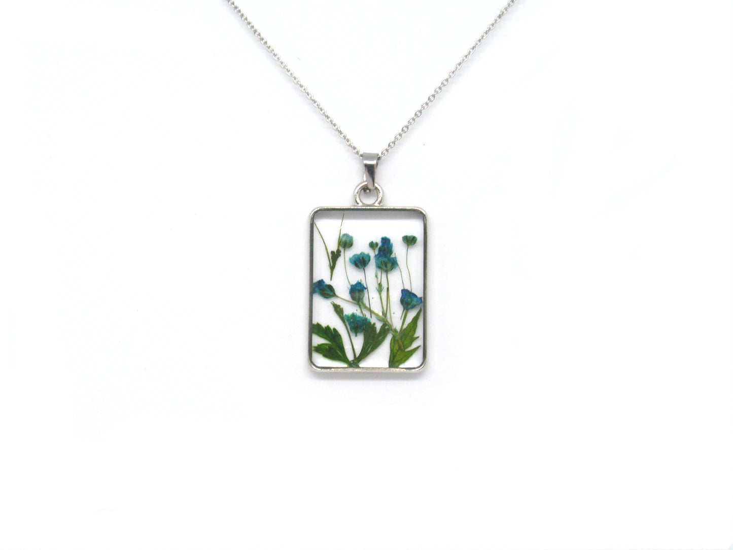 Babys breath flowers Rectangle necklace