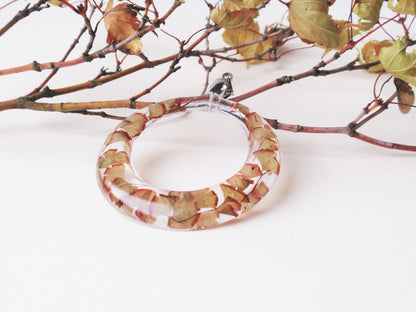 Handmade Maidenhair fern hoop necklace