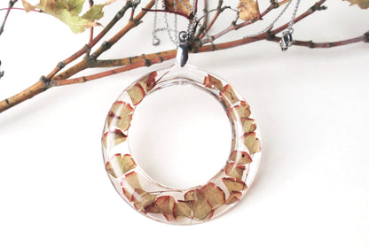 Maidenhair fern hoop necklace
